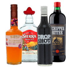 De Kuyper cocktail, Dropshot
of Sierra tequila fles à 500/700 ml
of Muier schipperbitter fles à 1000 ml